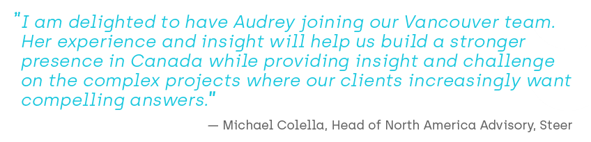 Quote about Audrey joining Steer