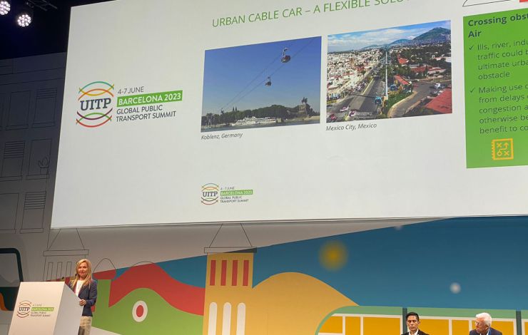 Head of Infrastructure in Bologna, Lucia Manzi, speaking at the International Association of Public Transport’s (UTIP) Global Public Transport Summit